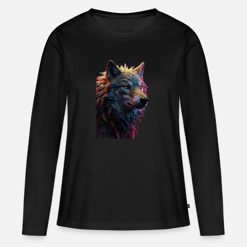 Wolf Wolf Head Predator Gift - Women's Premium Organic Long Sleeve Shirt - black
