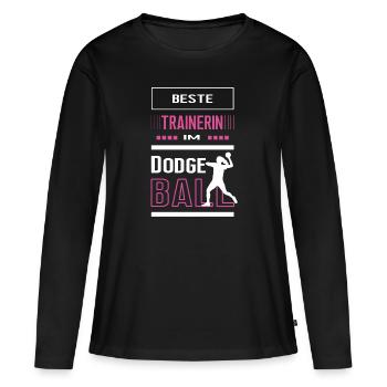 Beste Dodgeball Trainerin Dodgeballtrainerin Spiel - Frauen Premium Bio Langarmshirt - Schwarz - Vorne - Julia (174cm)