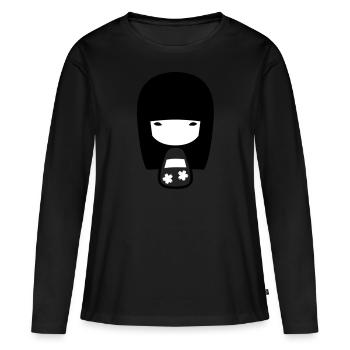 Kokeshi - T-shirt manches longues Premium bio Femme - noir - Devant - Julia (174cm)