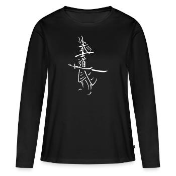 samouraï - T-shirt manches longues Premium bio Femme - noir - Devant - Julia (174cm)