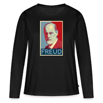 Sigmund Freud Motif - T-shirt manches longues Premium bio Femme - noir - Devant - Julia (174cm)