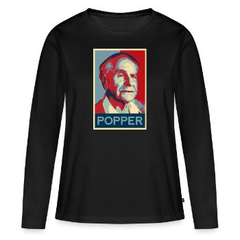 Karl Popper Shirt - T-shirt manches longues Premium bio Femme - noir - Devant - Julia (174cm)