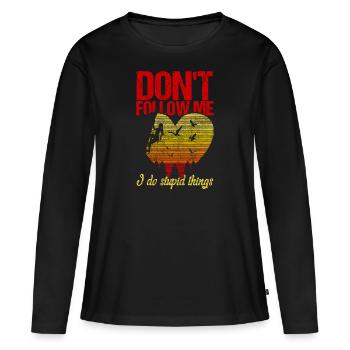 Mur d'escalade bloc escalade femme grimpeur - T-shirt manches longues Premium bio Femme - noir - Devant - Julia (174cm)