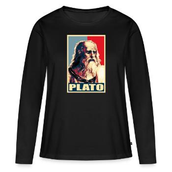 Plato - T-shirt manches longues Premium bio Femme - noir - Devant - Julia (174cm)