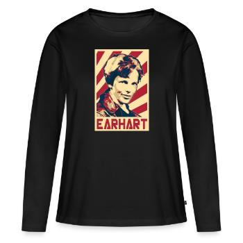 Amelia Earhart - Frauen Premium Bio Langarmshirt - Schwarz - Vorne - Julia (174cm)