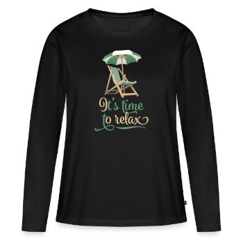 relax - T-shirt manches longues Premium bio Femme - noir - Devant - Julia (174cm)