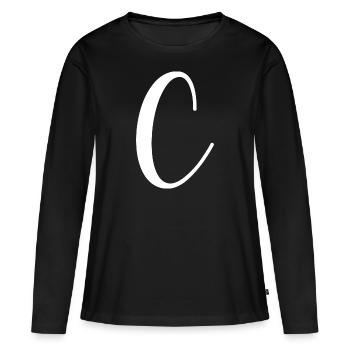 Calligraphie, initiale C - T-shirt manches longues Premium bio Femme - noir - Devant - Julia (174cm)