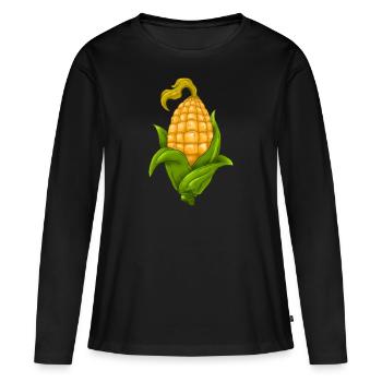 Épi de maïs - T-shirt manches longues Premium bio Femme - noir - Devant - Julia (174cm)