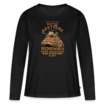 Battle of Bastogne - ww2 - Normandy landing - T-shirt manches longues Premium bio Femme - noir - Devant - Julia (174cm)