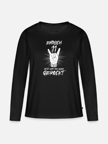 ENDLICH 11 - 11. Geburtstag - Frauen Premium Bio Langarmshirt - Schwarz