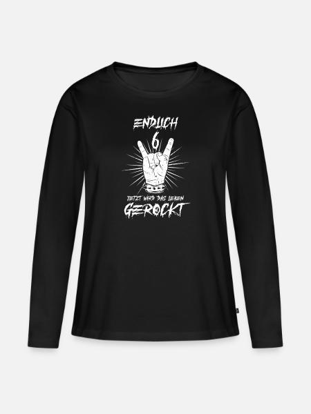 ENDLICH 6 - 6. Geburtstag - Frauen Premium Bio Langarmshirt - Schwarz