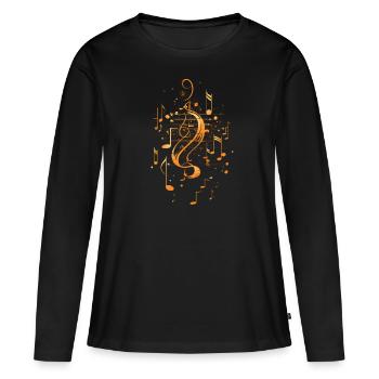 Music Sheet Notes - Women's Premium Organic Long Sleeve Shirt - black - Front - Julia (174cm)