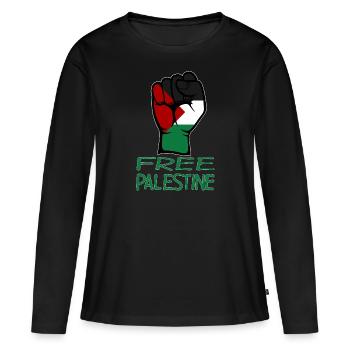 Drapeau de la Palestine gratuit Palestine vert - T-shirt manches longues Premium bio Femme - noir - Devant - Julia (174cm)
