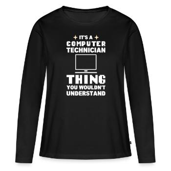 Lustiger Computerfreak Computertechniker - Frauen Premium Bio Langarmshirt - Schwarz - Vorne - Julia (174cm)