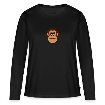 Tête de singe drôle - Singe - Singe - Singes - T-shirt manches longues Premium bio Femme - noir - Devant - Julia (174cm)