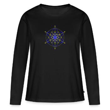 Géométrie sacrée - T-shirt manches longues Premium bio Femme - noir - Devant - Julia (174cm)
