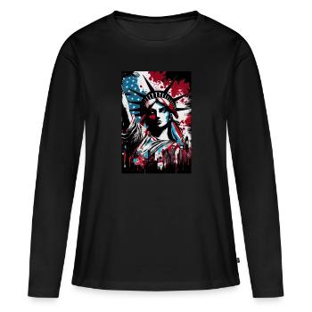 Lady Liberty New York Artwork USA - T-shirt manches longues Premium bio Femme - noir - Devant - Julia (174cm)