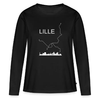 Lille city - T-shirt manches longues Premium bio Femme - noir - Devant - Julia (174cm)