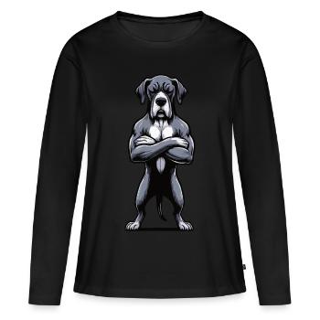 Dogue Allemand Propriétaire Fan de Dogue Allemand - T-shirt manches longues Premium bio Femme - noir - Devant - Julia (174cm)