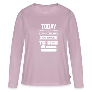 Retour au lit - T-shirt manches longues Premium bio Femme - rose poudré - Devant - Julia (174cm)