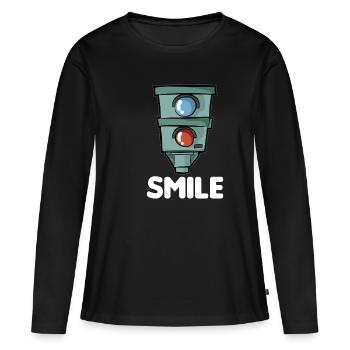 SMILE Starenkasten Blitzer Raser Knöllchen Cartoon - T-shirt manches longues Premium bio Femme - noir - Devant - Julia (174cm)