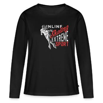 Inline Skaten Rollschuhfahren Inliner Lustig - Frauen Premium Bio Langarmshirt - Schwarz - Vorne - Julia (174cm)