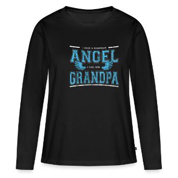 Ange gardien grand-père - T-shirt manches longues Premium bio Femme - noir - Devant - Julia (174cm)