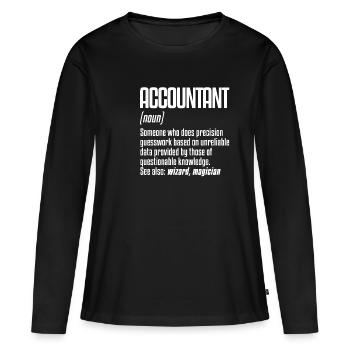 Comptable Définition | Comptabilité - T-shirt manches longues Premium bio Femme - noir - Devant - Julia (174cm)