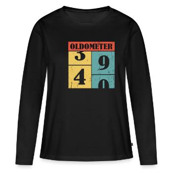 40 vierzig vierzigster Geburtstag oldometer - Shir - Frauen Premium Bio Langarmshirt - Schwarz - Vorne - Julia (174cm)