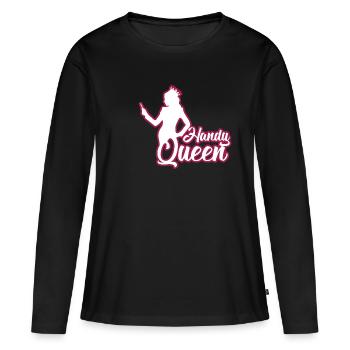 MOBILE PHONE QUEEN - Women's Premium Organic Long Sleeve Shirt - black - Front - Julia (174cm)