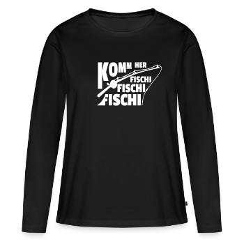 VIENS À L’ÉTANG DE POISSON - T-shirt manches longues Premium bio Femme - noir - Devant - Julia (174cm)