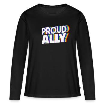 Fier allié - T-shirt manches longues Premium bio Femme - noir - Devant - Julia (174cm)