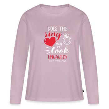 Bague de fiançailles fiancée - T-shirt manches longues Premium bio Femme - rose poudré - Devant - Julia (174cm)
