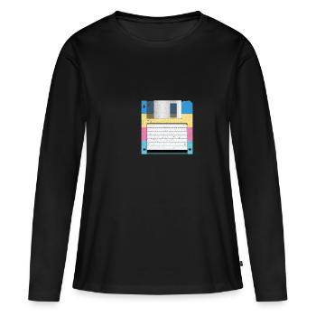 Vintage Diskette - 90er - Frauen Premium Bio Langarmshirt - Schwarz - Vorne - Julia (174cm)