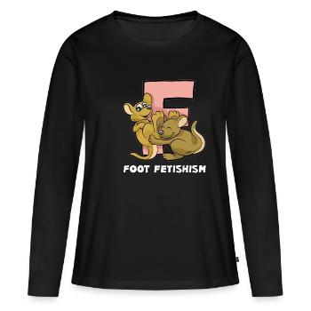 FOOT PIEDS FETISH pieds fétiche Worship footjob - T-shirt manches longues Premium bio Femme - noir - Devant - Julia (174cm)