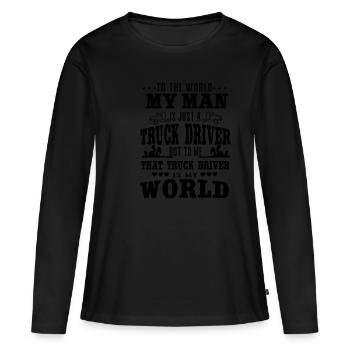 Camionneur, camionneur, camionneur - T-shirt manches longues Premium bio Femme - noir - Devant - Julia (174cm)