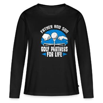 Golfen Golfer Vater Sohn Golf Geschenk - Frauen Premium Bio Langarmshirt - Schwarz - Vorne - Julia (174cm)