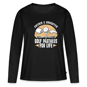 Golfen Golfer Golf Vater Tochter Geschenk - Frauen Premium Bio Langarmshirt - Schwarz - Vorne - Julia (174cm)