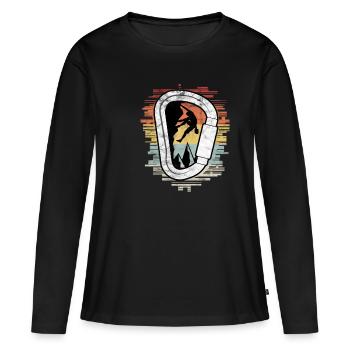 Climbing Karabiner Klettern - Frauen Premium Bio Langarmshirt - Schwarz - Vorne - Julia (174cm)