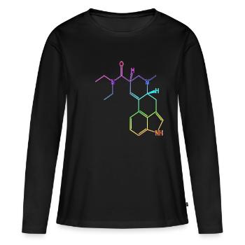 T-shirt à formule structurelle LSD acide hallucinogène psy - T-shirt manches longues Premium bio Femme - noir - Devant - Julia (174cm)