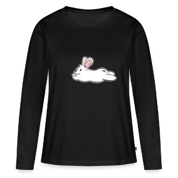 Cadeau BD de lapin lapin lapin blanc - T-shirt manches longues Premium bio Femme - noir - Devant - Julia (174cm)