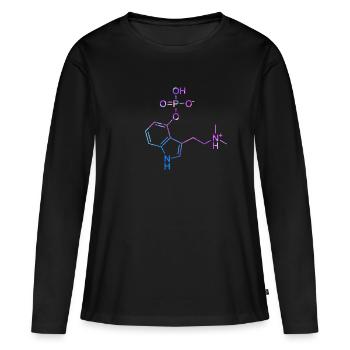 Molécule de chimie de Shrooms magiques de psilocybine - T-shirt manches longues Premium bio Femme - noir - Devant - Julia (174cm)