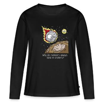 Meteor Meteorite comète d’impact cratère cadeau - T-shirt manches longues Premium bio Femme - noir - Devant - Julia (174cm)