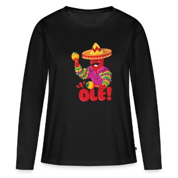 POIVRE ROUGE - T-shirt manches longues Premium bio Femme - noir - Devant - Julia (174cm)
