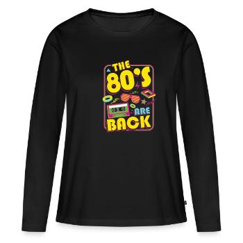 Soirée rétro des années 80 - T-shirt manches longues Premium bio Femme - noir - Devant - Julia (174cm)
