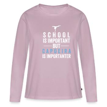 École de capoeira - T-shirt manches longues Premium bio Femme - rose poudré - Devant - Julia (174cm)