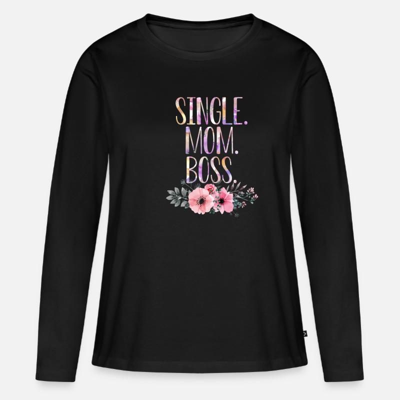 Alleinerziehende Mutter stolze Mama Geschenk - Frauen Premium Bio Langarmshirt - Schwarz
