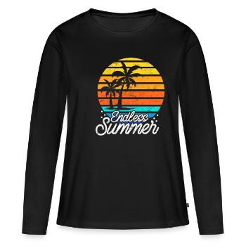 Tropischer Strand Sommerurlaub - Frauen Premium Bio Langarmshirt - Schwarz - Vorne - Julia (174cm)