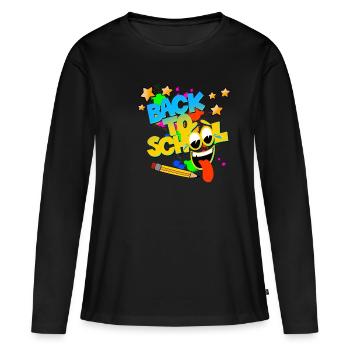Retour à l'école! - T-shirt manches longues Premium bio Femme - noir - Devant - Julia (174cm)