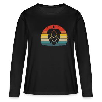 Bière alcool houblon malt brasserie brasserie cadeau - T-shirt manches longues Premium bio Femme - noir - Devant - Julia (174cm)